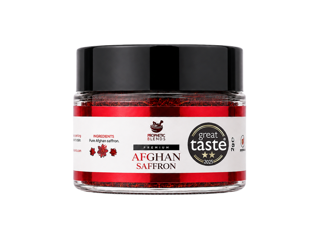 Prophetic Blends Afghan Super Negin Saffron Grade A 2g jar, premium Afghan saffron