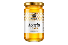 Load image into Gallery viewer, Prophetic Blends organic Hungarian Acacia honey 500g jar, raw and unpasteurised