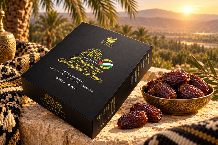Premium Palestinian Medjoul dates showing size, texture and quality
