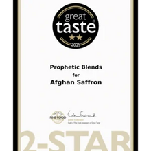 Load image into Gallery viewer, Great Taste Awards 2025 2-Star certificate for Prophetic Blends Afghan Saffron
