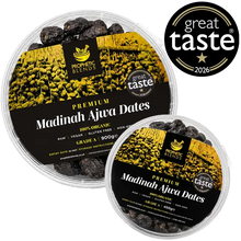 Load image into Gallery viewer, Prophetic Blends Premium Madinah Ajwa Dates 450g and 900g with Great Taste 2026 1-Star badge
