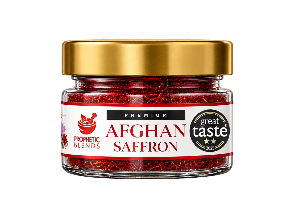 Prophetic Blends Afghan Super Negin Saffron Grade A 5g jar, premium Afghan saffron