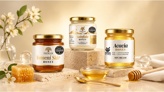 Prophetic Blends Honey Discovery Trio with Yemeni Sidr, White Sainfoin and Hungarian Acacia honey