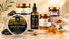 Premium Prophetic Blends Bundle with Ajwa dates 900g, Yemeni Sidr honey, Ethiopian black seed oil, shilajit resin and Afghan saffron