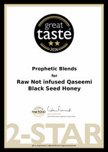 Load image into Gallery viewer, Prophetic Blends Qaseemi Black Seed Honey Great Taste 2026 2-Star certificate
