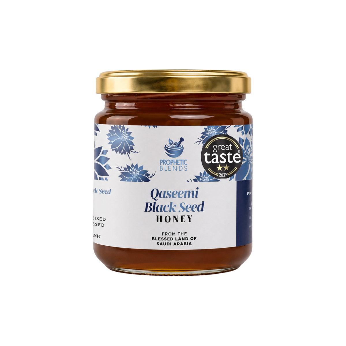 Prophetic Blends Qaseemi Black Seed Honey from Saudi Arabia with Great Taste award badge