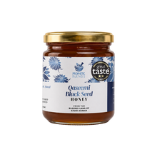 Load image into Gallery viewer, Prophetic Blends Qaseemi Black Seed Honey from Saudi Arabia with Great Taste award badge
