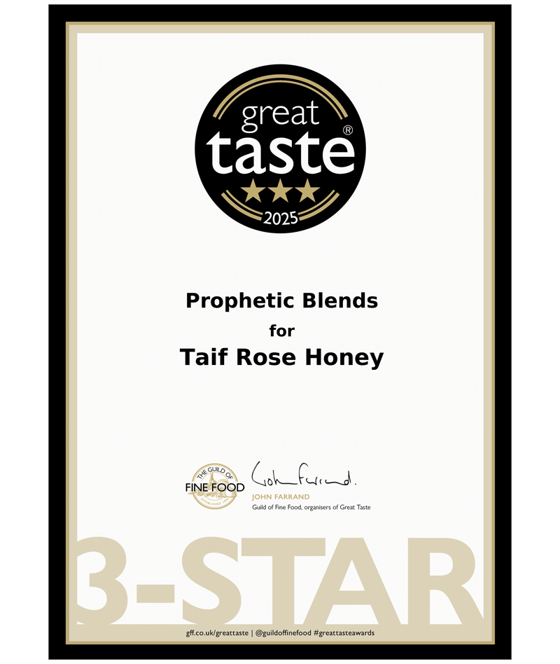 Prophetic Blends Taif Rose Honey Great Taste 2025 3-Star certificate