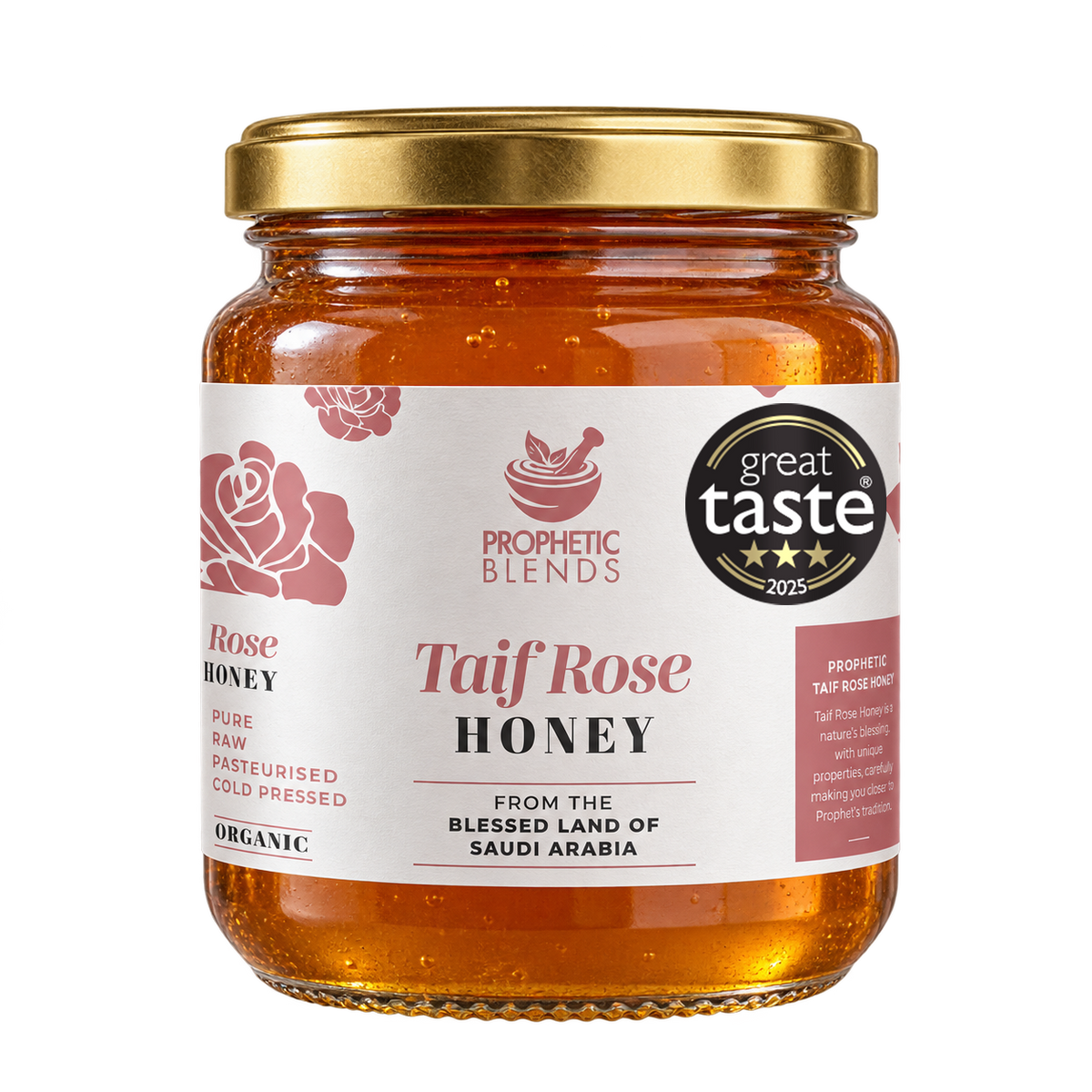 Prophetic Blends Ta'if Rose Honey from Saudi Arabia 250g jar, Great Taste 3-Star winner