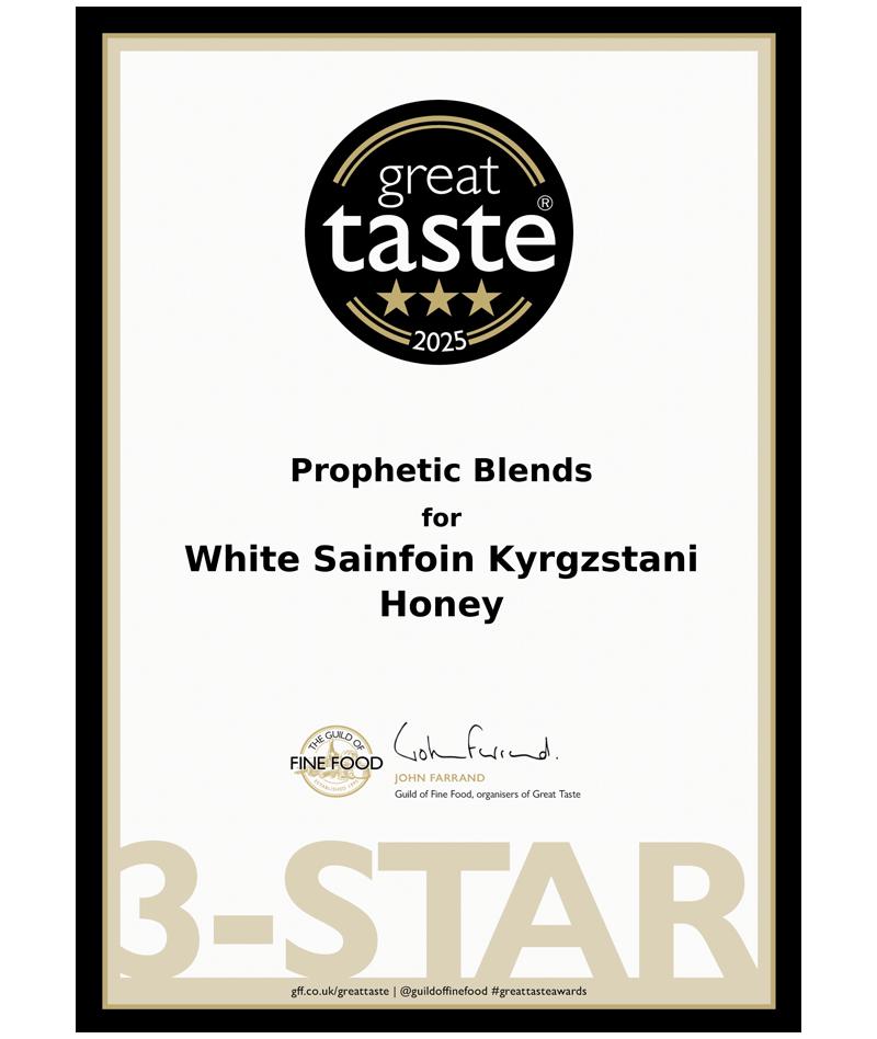 Prophetic Blends White Sainfoin Kyrgyzstani Honey Great Taste 2025 3-Star certificate