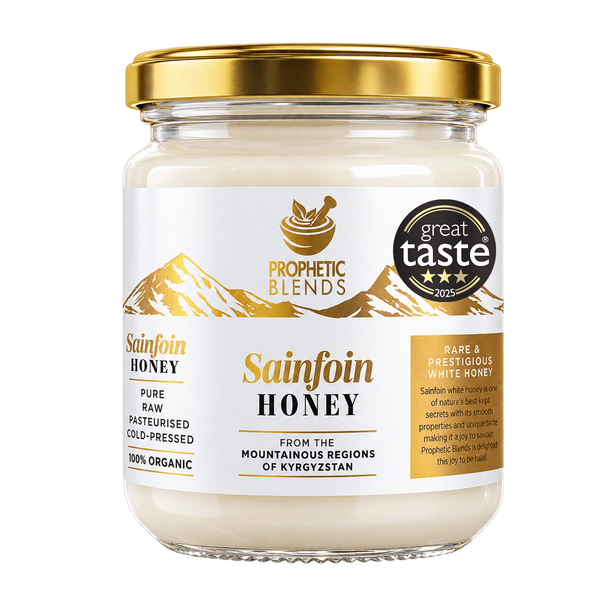 Prophetic Blends White Sainfoin Honey from Kyrgyzstan 140g jar, Great Taste 3-Star winner