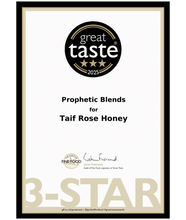 Load image into Gallery viewer, Great Taste Awards 2025 3-Star certificate for Prophetic Blends Ta'if Rose Honey
