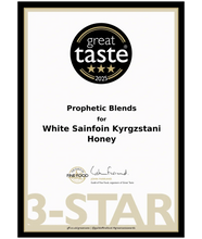 Load image into Gallery viewer, Great Taste Awards 2025 3-Star certificate for Prophetic Blends White Sainfoin Honey from Kyrgyzstan
